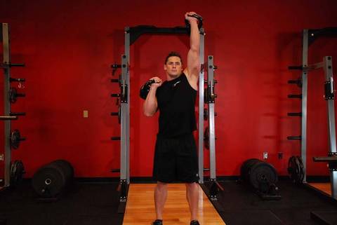 Dönüşümlü Kettlebell Presi — bitiş pozisyonu
