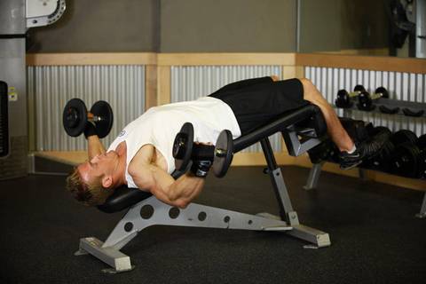 Decline Dumbbell Flyes — bitiş pozisyonu