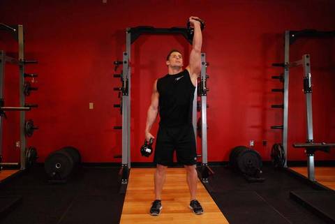 Double Kettlebell Windmill — başlangıç pozisyonu
