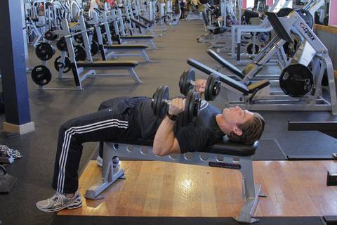 Dambıl Bench Press (Neutral Grip) — bitiş pozisyonu