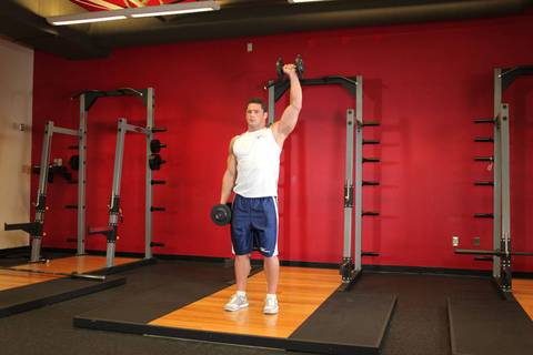 Dambıl Tek Kol Shoulder Press — bitiş pozisyonu