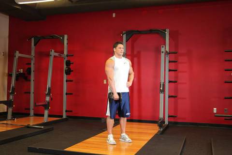 Dambıl Tek Kol Upright Row — bitiş pozisyonu