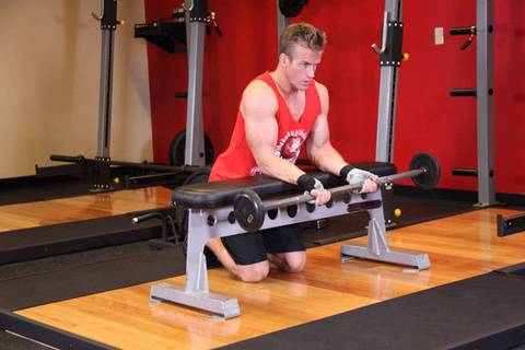 Avuç İçi Yukarı Halter Bilek Curl Bench Üzerinde